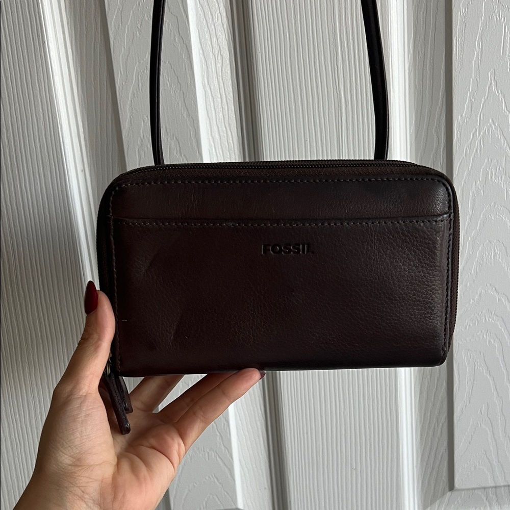 Fossil Rich Brown Leather Crossbody Bag
